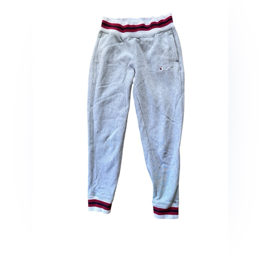 Champion Gray Jogger Sweatpants with Stripe Waistband